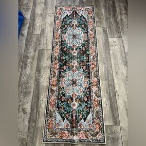 Washable vintage style boho runner rug 2x6 foot